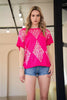 DIAMOND-SHAPED PATTERN COVERED SUMMER SWEATER TOP