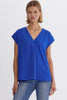 Solid V-Neck Short Sleeve Top Featuring Placket Detail