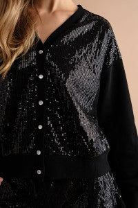 FRENCH TERRY SEQUIN TRACK JACKET