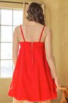 TEXTURED SWEETHEART NECKLINE BUBBLE HEM DRESS