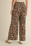 Leopard Straight Pants W/Drawstring Waistline