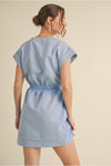 Jersey Dress W/U-Neck, Drawstring Waistline W/Pockets