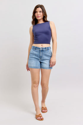 HW Denim Trouser Shorts