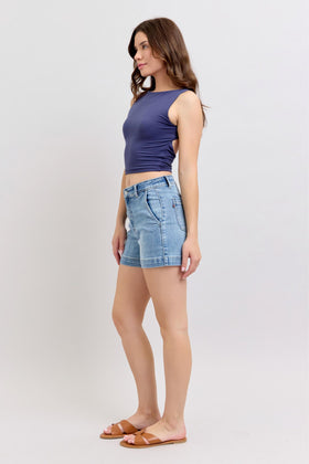 HW Denim Trouser Shorts