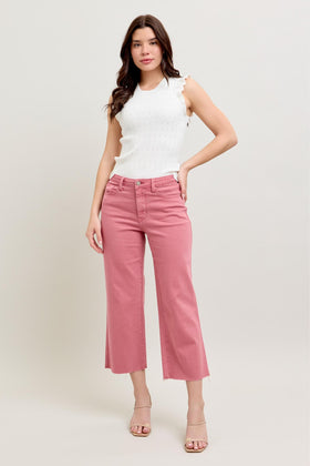 HW Garment Dyed Raw Hem Crop Wide