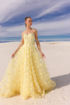 Yellow Strapless Ballgown W/Detachable Bow