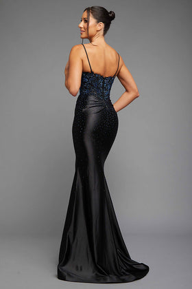 Black Fitted Ballgown W/Glossy Look