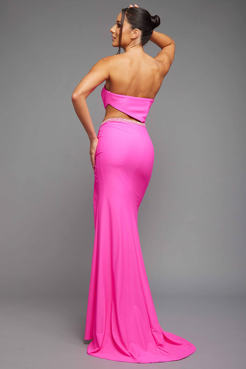 Fuchsia Mermaid Fitted Ballgown W/Skirt Slit