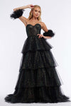 Black Corset Bodice Ballgown W/Tier Skirt