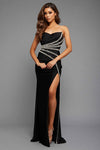 Black Strapless Fitted Ballgown W/Skirt Slit