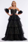 Black Corset Bodice Ballgown W/Tier Skirt