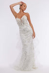 White Sequin Gown W/Removable Tulle Train