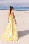 Yellow Strapless Ballgown W/Detachable Bow