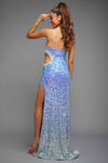 Blue Fitted Ballgown W/Skirt Slit