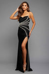 Black Strapless Fitted Ballgown W/Skirt Slit