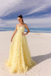 Yellow Strapless Ballgown W/Detachable Bow