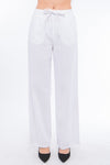 Drawstring Linen Blend Pants W/Pockets