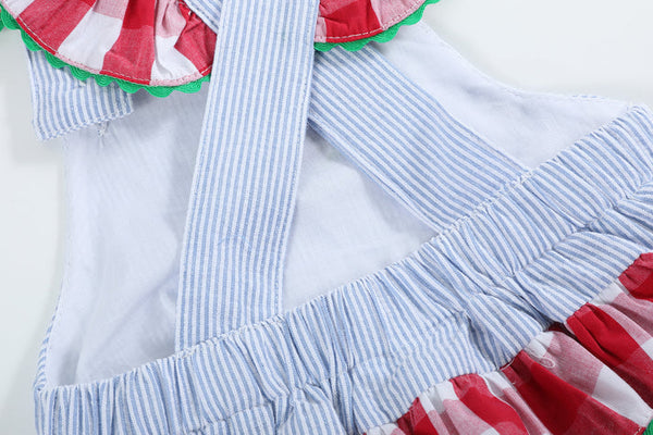 Light Blue Seersucker Watermelon Ruffle Romper