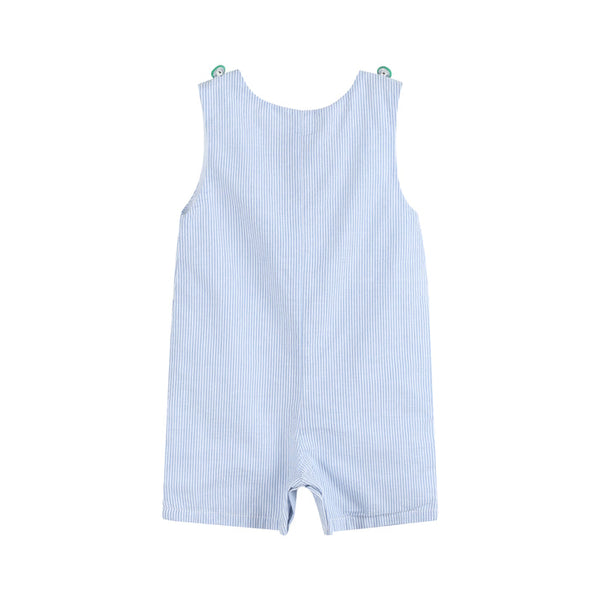 Light Blue Seersucker Watermelon Shortalls