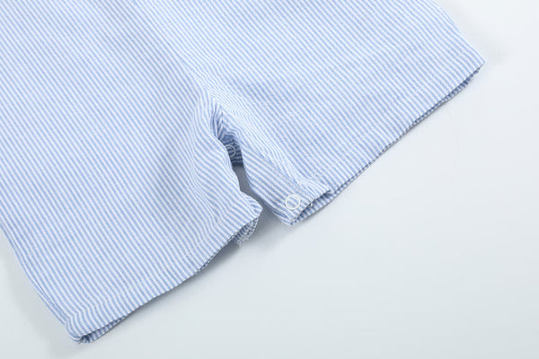 Light Blue Seersucker Watermelon Shortalls