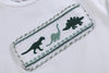 White Dinosaur Smocked Tee and Green Gingham Shorts Set