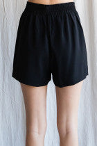 Solid Shorts W/ a Front Tuck Detail, Smocked Back Waistline, Side Pockets