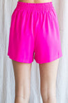 Solid Shorts W/ a Front Tuck Detail, Smocked Back Waistline, Side Pockets