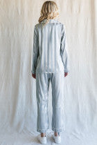 Satin Striped Print Pajama Set