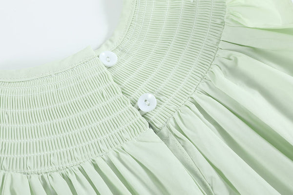 Honeydew Green Bunny Smocked Bishop Dress