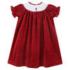 Red Velour Reindeer Smocked Bishop Dress