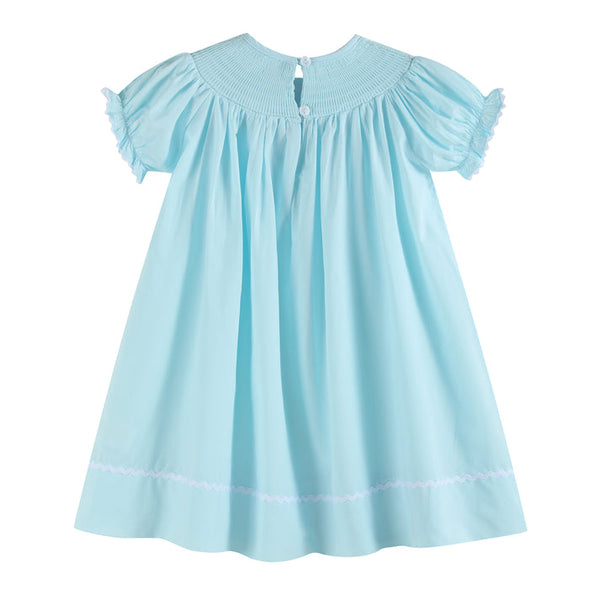 Light Blue Daisy Smocked Bishop Dress