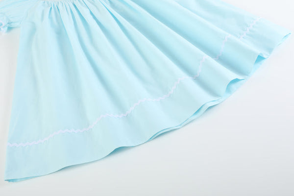 Light Blue Daisy Smocked Bishop Dress