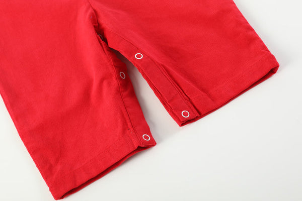 Red Velour Christmas Smocked Overalls