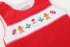 Red Velour Christmas Smocked Overalls