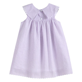 Lavender Fuzzy Chick and Flowers Collared Dress
