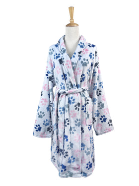Joyful Paw Prints Velvety Fleece Robe
