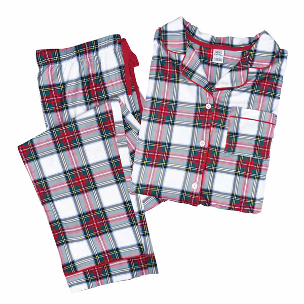 Victoria Chic Plaid Button Down Loungewear Set