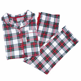 Victoria Chic Plaid Button Down Loungewear Set