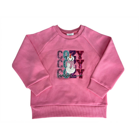 Cozy Season Snowman Sweatshirt - Pink