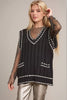 SOLID V NECK SLEEVELESS POCKET TUNIC KNIT SWEATER