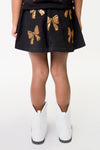 Belle Cher Black and Gold Bows Skort
