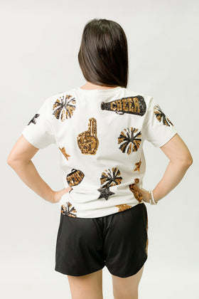 BELLE CHER BLACK AND GOLD CHEER SHIRT