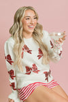 Belle Cher Red Bows Cream Sweater