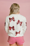 Belle Cher Red Bows Cream Sweater