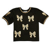 Belle Cher Black and Gold Bows Top