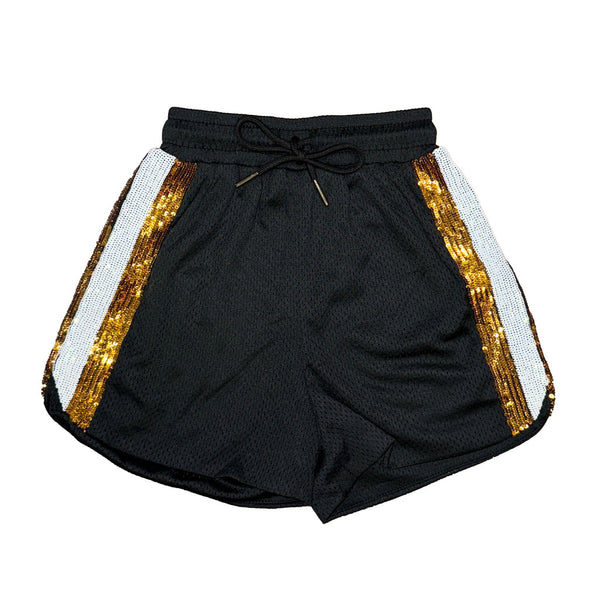 Belle Cher Black and Gold Sequin Shorts