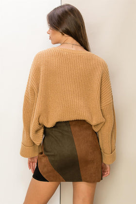BACK TO BLISS RIB OVERSIZED PULLOVER SWEATER