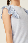 Girls Marled Textured Ruffle Rib Knit Tank