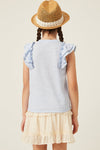 Girls Marled Textured Ruffle Rib Knit Tank