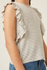 Girls Ribbed Stripe Ruffled Tank